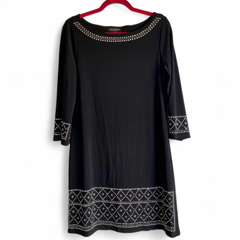 White House Black Market 3/4 Sleeve Metallic Accent Knit Dress Size M